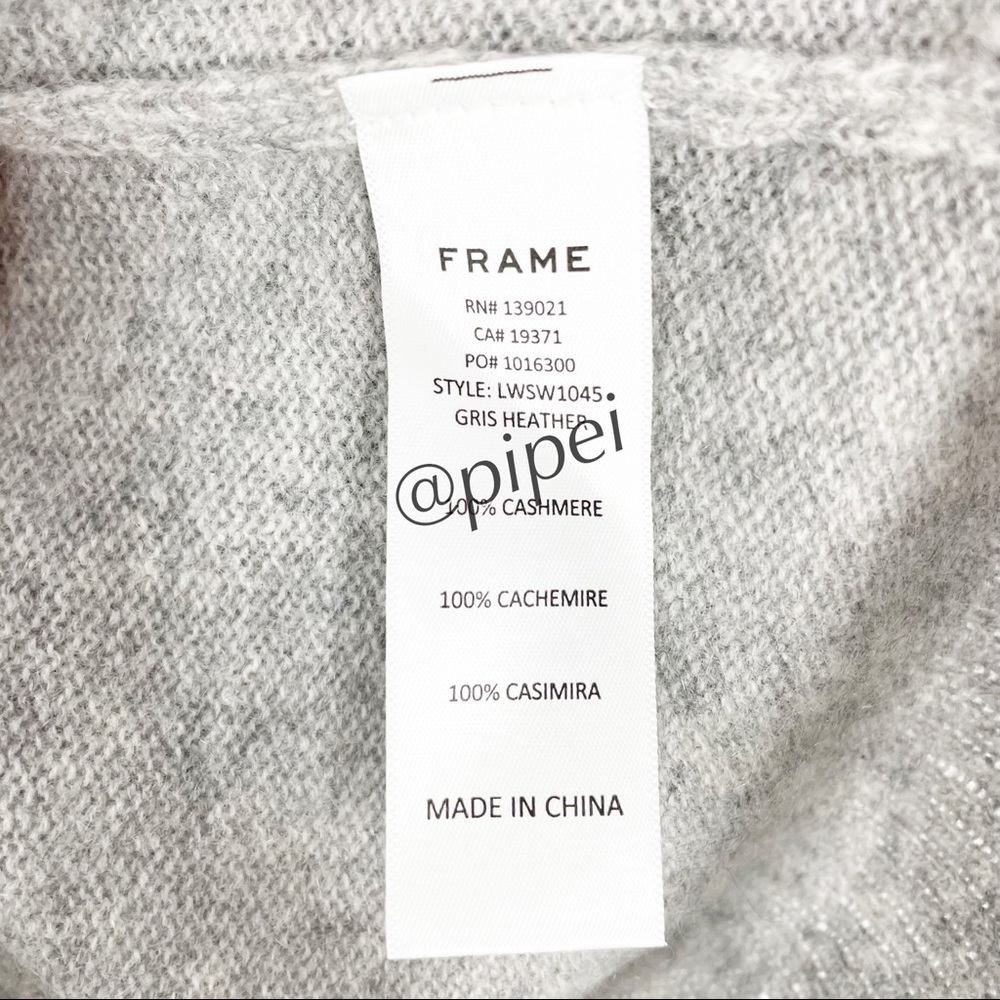 SOLD - NWT Frame Josefine Ruffle Neck Puff Sleeve Cashmere Sweater in Grey S - Picture 10 of 14